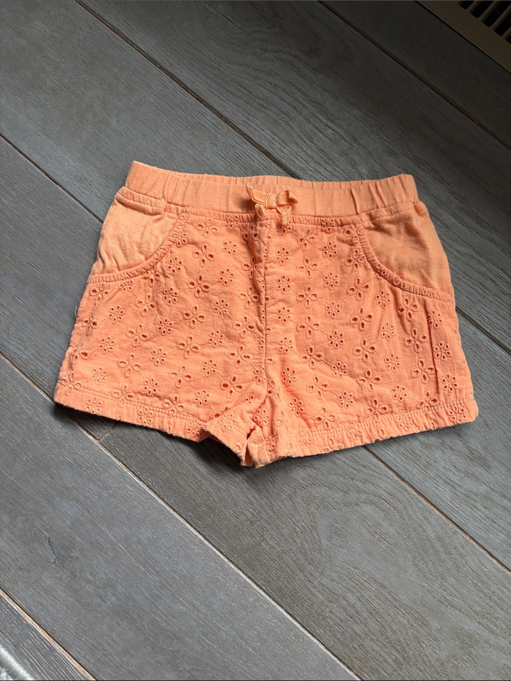 Girls' Orange Eyelet Knit Shorts